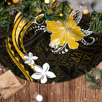 Gold Polynesian Pattern With Tropical Flowers Tree Skirt LT05 - Polynesian Pride