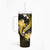 Gold Polynesian Pattern With Tropical Flowers Tumbler With Handle