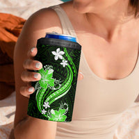 Green Polynesian Pattern With Tropical Flowers 4 in 1 Can Cooler Tumbler