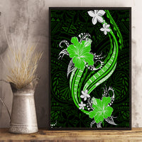 Green Polynesian Pattern With Tropical Flowers Canvas Wall Art LT05 - Polynesian Pride