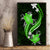 Green Polynesian Pattern With Tropical Flowers Canvas Wall Art LT05 - Polynesian Pride