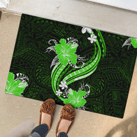 Green Polynesian Pattern With Tropical Flowers Rubber Doormat LT05 - Polynesian Pride