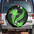 Green Polynesian Pattern With Tropical Flowers Spare Tire Cover LT05 - Polynesian Pride