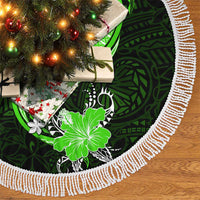 Green Polynesian Pattern With Tropical Flowers Tree Skirt LT05 - Polynesian Pride