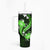 Green Polynesian Pattern With Tropical Flowers Tumbler With Handle