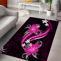 Pink Polynesian Pattern With Tropical Flowers Area Rug LT05 - Polynesian Pride