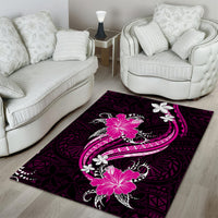Pink Polynesian Pattern With Tropical Flowers Area Rug LT05 - Polynesian Pride