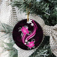 Pink Polynesian Pattern With Tropical Flowers Ceramic Ornament LT05 - Polynesian Pride