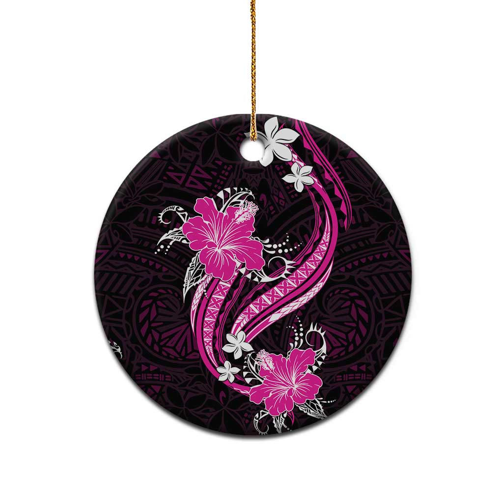 Pink Polynesian Pattern With Tropical Flowers Ceramic Ornament LT05 - Polynesian Pride