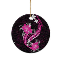 Pink Polynesian Pattern With Tropical Flowers Ceramic Ornament LT05 - Polynesian Pride