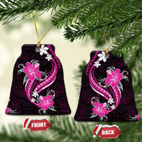 Pink Polynesian Pattern With Tropical Flowers Ceramic Ornament LT05 Bell Flake Pink - Polynesian Pride