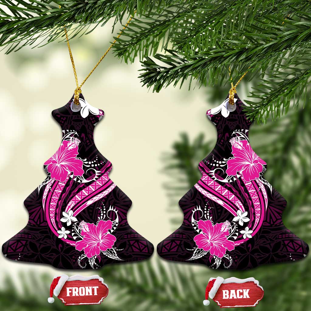 Pink Polynesian Pattern With Tropical Flowers Ceramic Ornament LT05 Christmas Tree Pink - Polynesian Pride