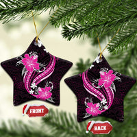 Pink Polynesian Pattern With Tropical Flowers Ceramic Ornament LT05 Star Pink - Polynesian Pride