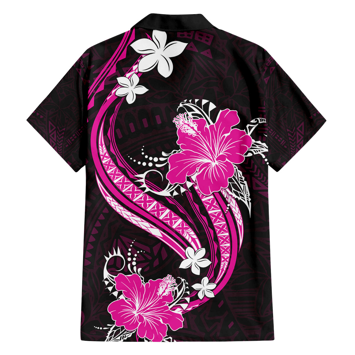 Pink Polynesian Pattern With Tropical Flowers Family Matching Long Sleeve Bodycon Dress and Hawaiian Shirt LT05 - Polynesian Pride