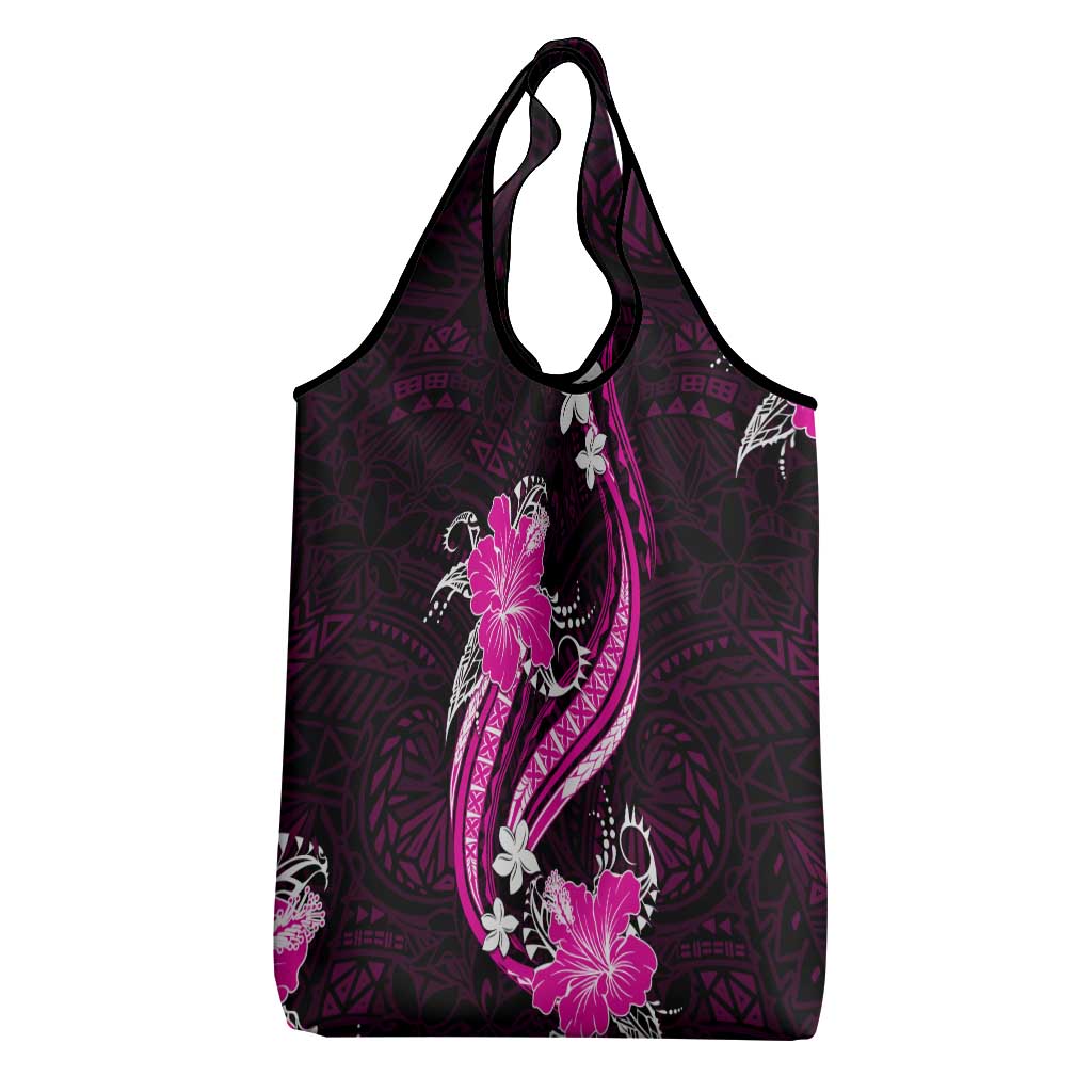 Pink Polynesian Pattern With Tropical Flowers Grocery Bag LT05 - Polynesian Pride