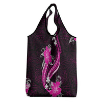 Pink Polynesian Pattern With Tropical Flowers Grocery Bag LT05 - Polynesian Pride