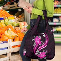 Pink Polynesian Pattern With Tropical Flowers Grocery Bag LT05 - Polynesian Pride