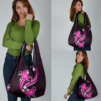 Pink Polynesian Pattern With Tropical Flowers Grocery Bag LT05 - Polynesian Pride