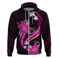 Pink Polynesian Pattern With Tropical Flowers Hoodie LT05 - Polynesian Pride
