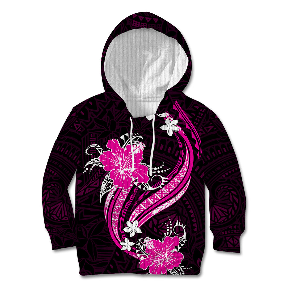 Pink Polynesian Pattern With Tropical Flowers Kid Hoodie LT05 Hoodie Pink - Polynesian Pride