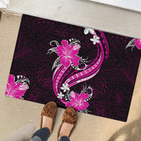 Pink Polynesian Pattern With Tropical Flowers Rubber Doormat LT05 - Polynesian Pride