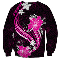 Pink Polynesian Pattern With Tropical Flowers Sweatshirt LT05 - Polynesian Pride