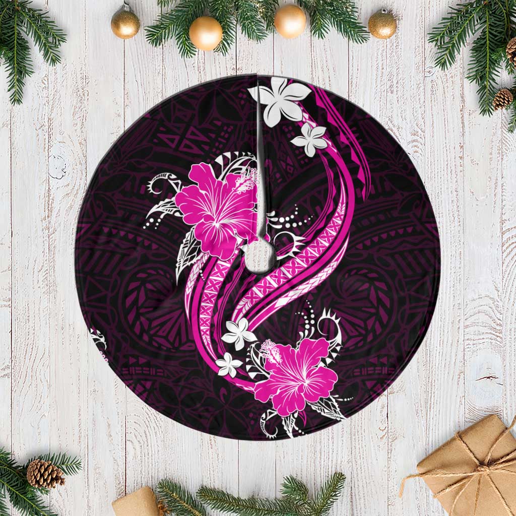 Pink Polynesian Pattern With Tropical Flowers Tree Skirt LT05 Casual Pink - Polynesian Pride