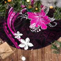 Pink Polynesian Pattern With Tropical Flowers Tree Skirt LT05 - Polynesian Pride