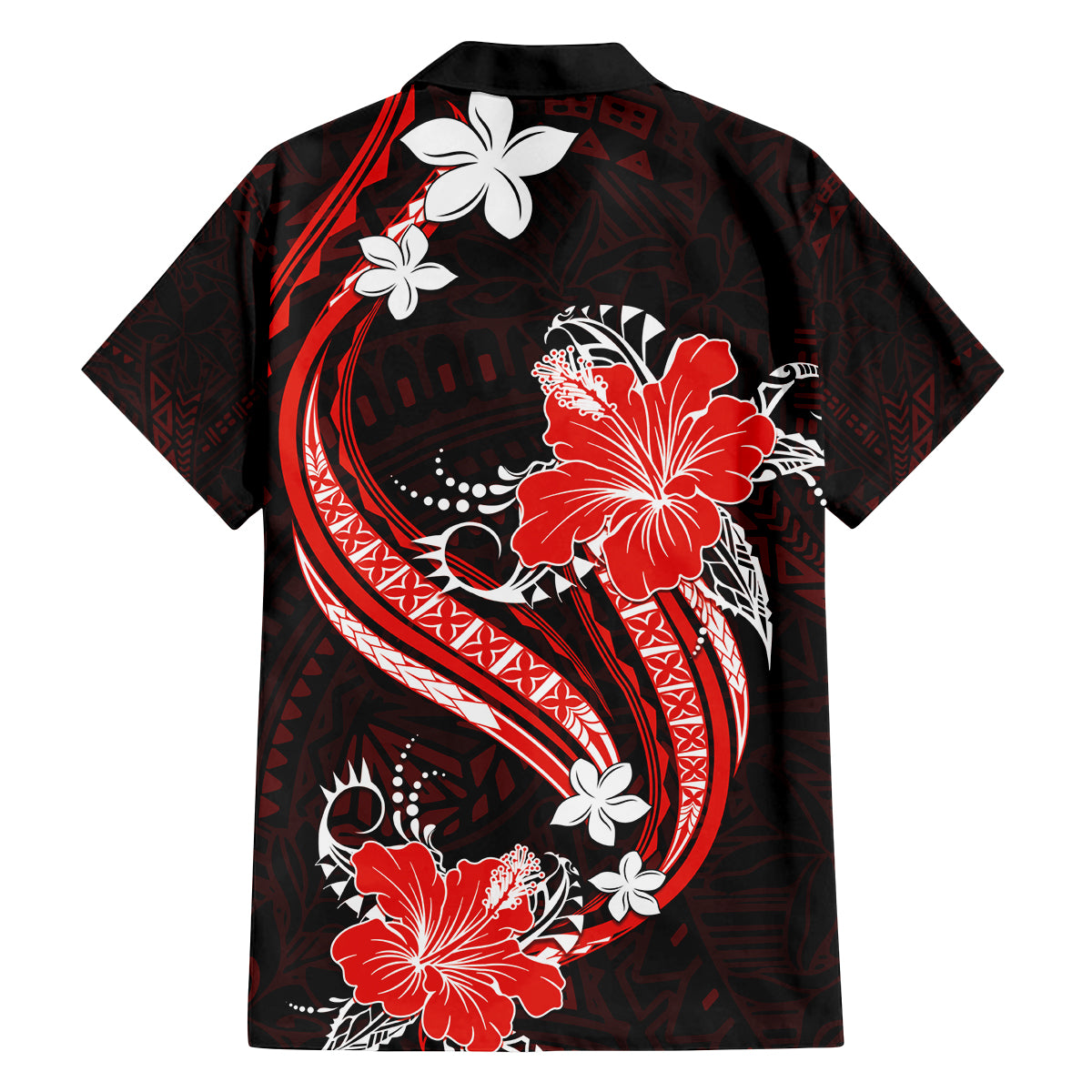 Red Polynesian Pattern With Tropical Flowers Family Matching Puletasi Dress and Hawaiian Shirt LT05 - Polynesian Pride