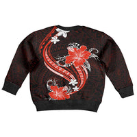 Red Polynesian Pattern With Tropical Flowers Kid Ugly Christmas Sweater LT05 - Polynesian Pride