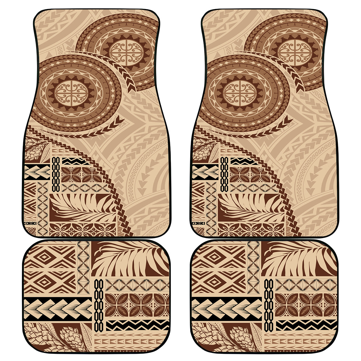 Samoa Siapo Pattern Simple Style Car Mats LT05 Brown - Polynesian Pride