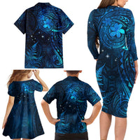 New Zealand Matariki Family Matching Long Sleeve Bodycon Dress and Hawaiian Shirt Maori New Year LT05