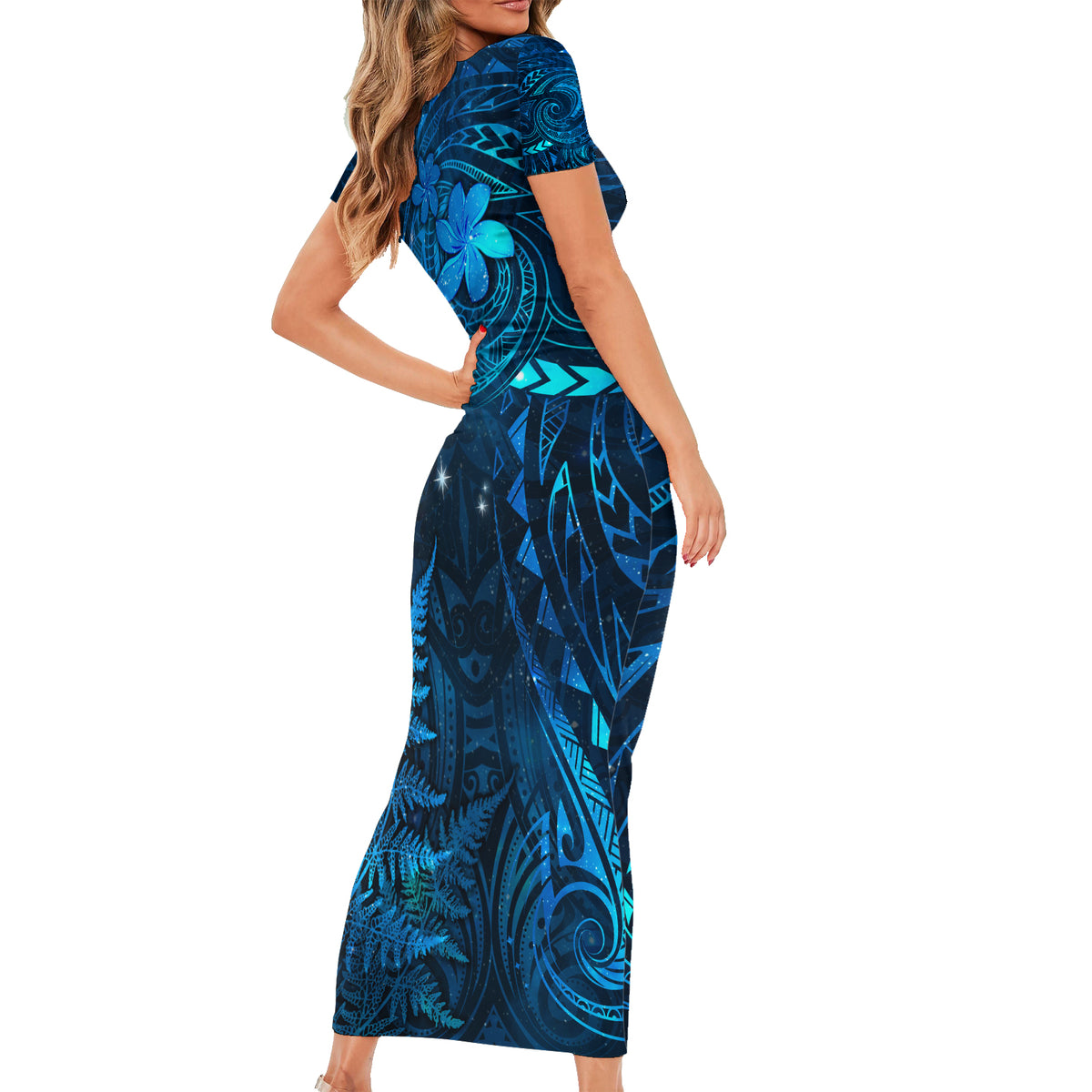 New Zealand Matariki Family Matching Short Sleeve Bodycon Dress and Hawaiian Shirt Maori New Year LT05 - Polynesian Pride