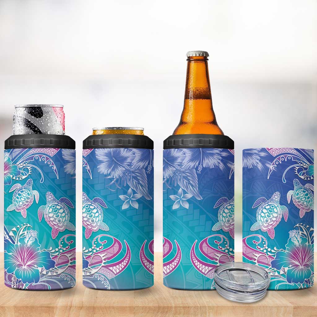 Polynesia Sea Turtle Couple 4 in 1 Can Cooler Tumbler Love Is Life