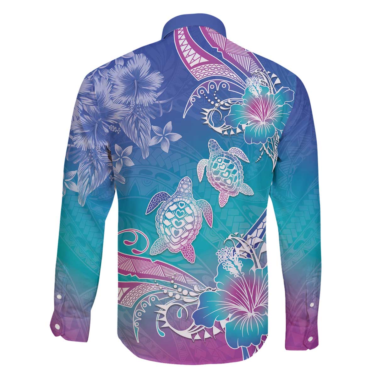 Polynesia Sea Turtle Couple Family Matching Off The Shoulder Long Sleeve Dress and Hawaiian Shirt Love Is Life