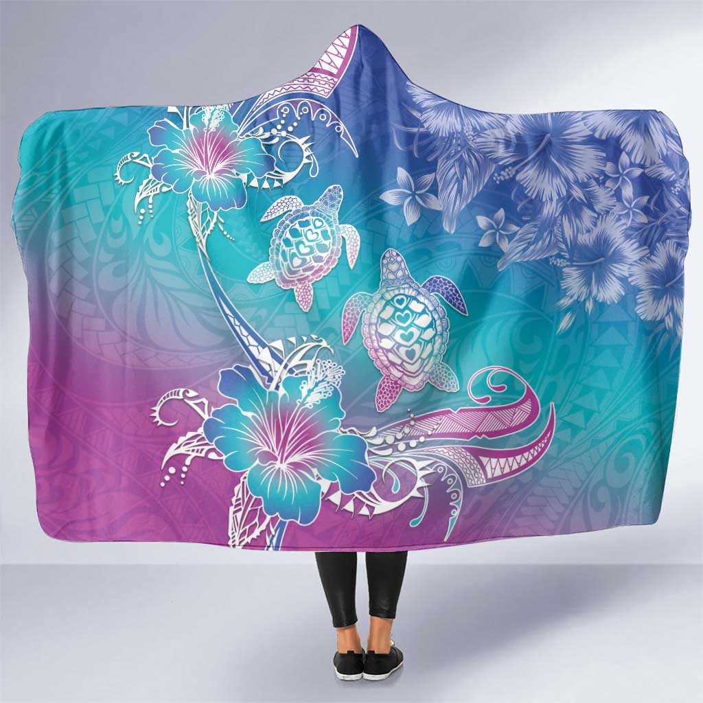 Polynesia Sea Turtle Couple Hooded Blanket Love Is Life