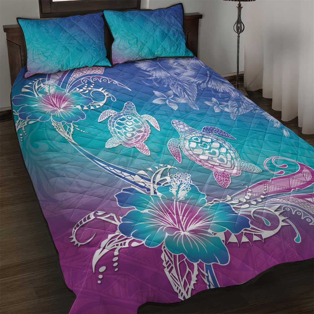 Polynesia Sea Turtle Couple Quilt Bed Set Love Is Life