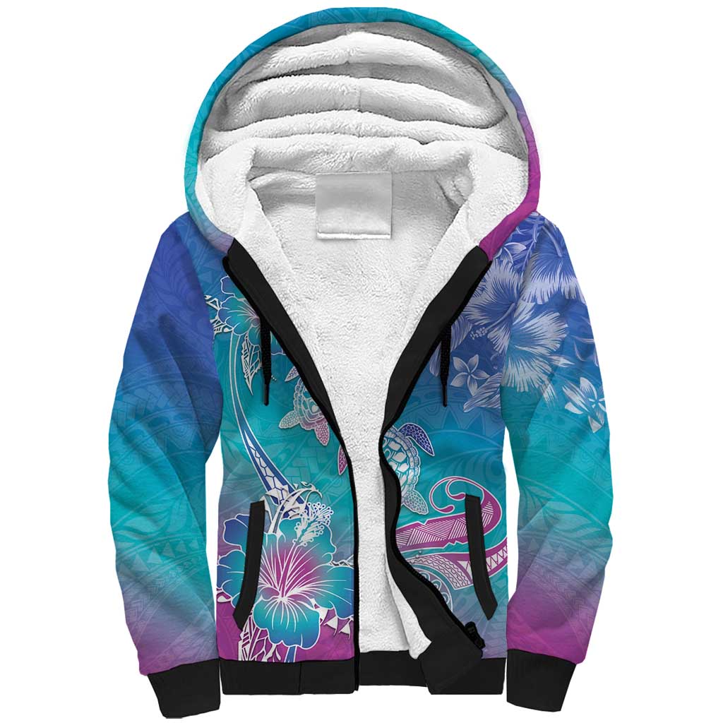 Polynesia Sea Turtle Couple Sherpa Hoodie Love Is Life