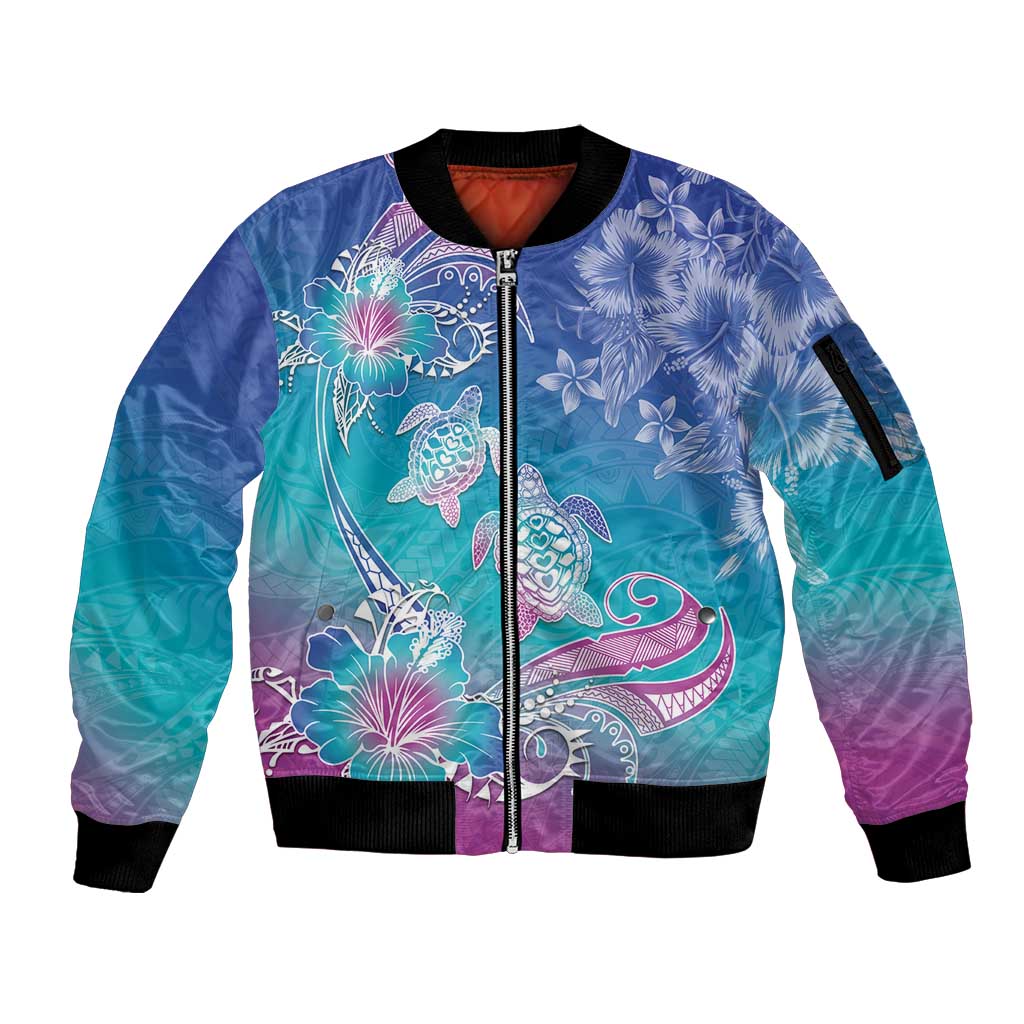 Polynesia Sea Turtle Couple Sleeve Zip Bomber Jacket Love Is Life
