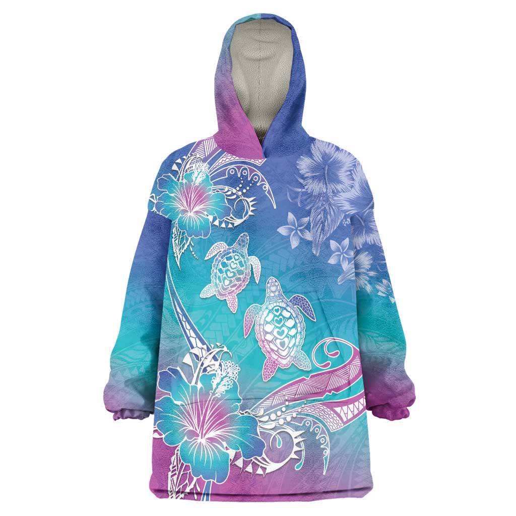 Polynesia Sea Turtle Couple Wearable Blanket Hoodie Love Is Life