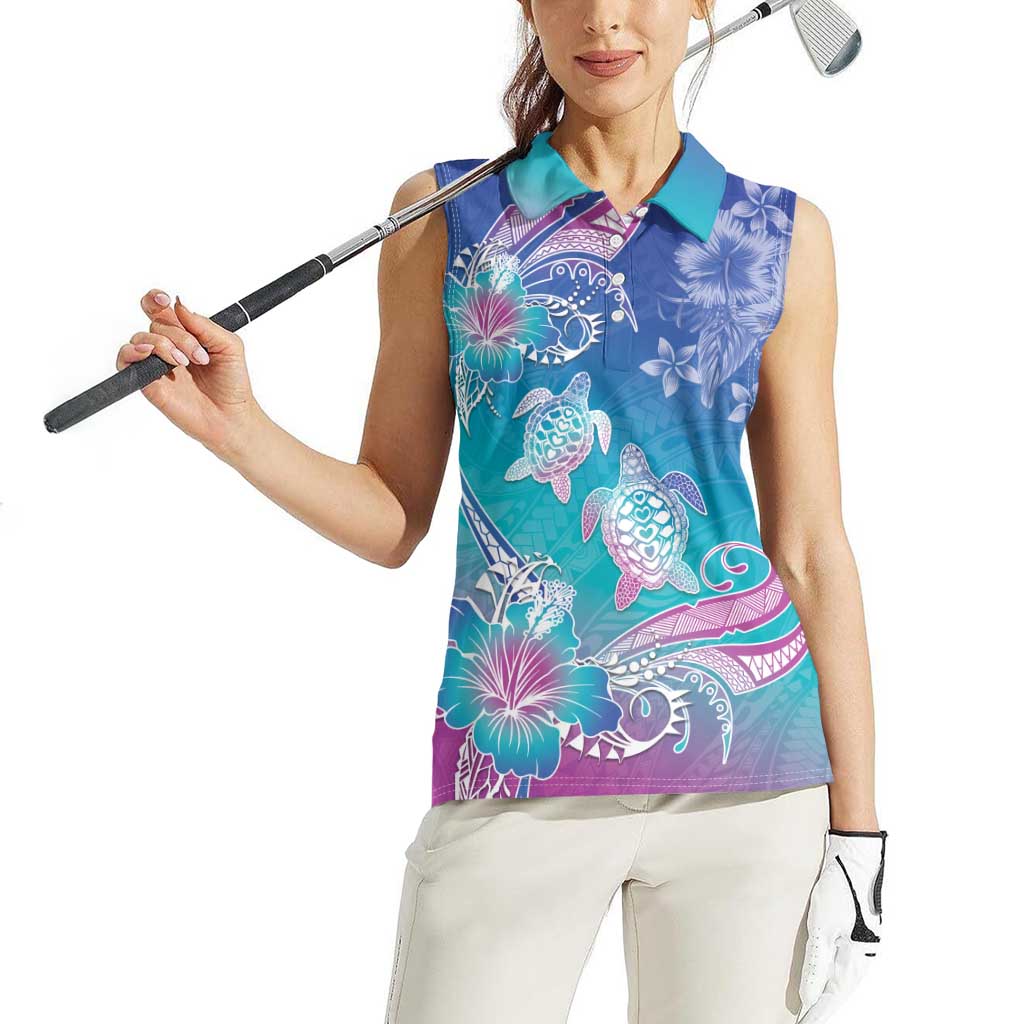 Polynesia Sea Turtle Couple Women Sleeveless Polo Shirt Love Is Life