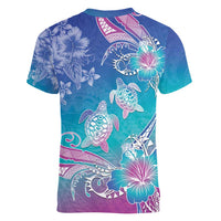 Polynesia Sea Turtle Couple Women V-Neck T-Shirt Love Is Life