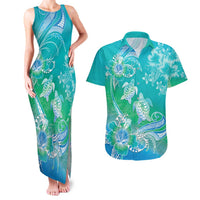 Polynesia Sea Turtle Couple Couples Matching Tank Maxi Dress and Hawaiian Shirt I Am Turtley In Love With You