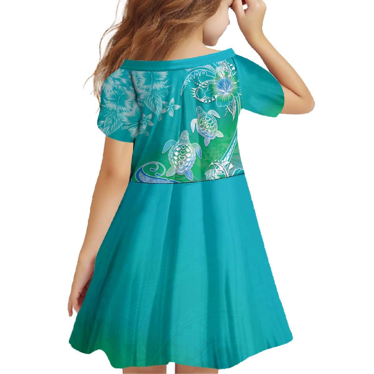 Polynesia Sea Turtle Couple Family Matching Off The Shoulder Long Sleeve Dress and Hawaiian Shirt I Am Turtley In Love With You