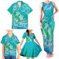 Polynesia Sea Turtle Couple Family Matching Tank Maxi Dress and Hawaiian Shirt I Am Turtley In Love With You