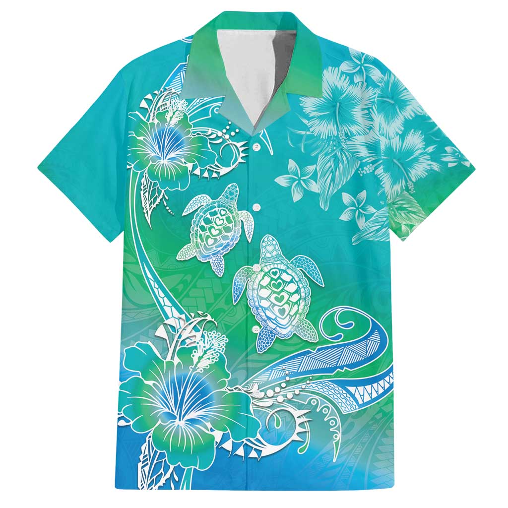 Polynesia Sea Turtle Couple Family Matching Tank Maxi Dress and Hawaiian Shirt I Am Turtley In Love With You