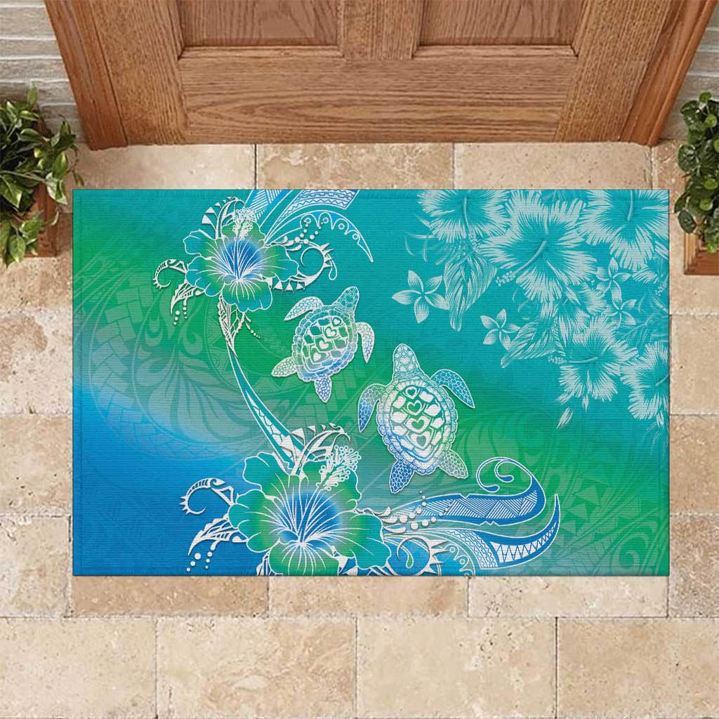 Polynesia Sea Turtle Couple Rubber Doormat I Am Turtley In Love With You