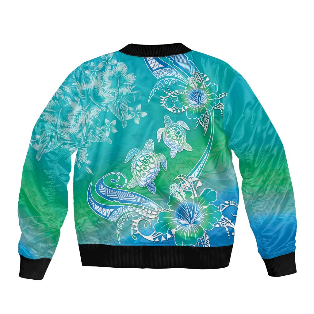 Polynesia Sea Turtle Couple Sleeve Zip Bomber Jacket I Am Turtley In Love With You