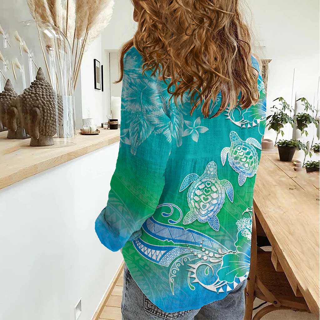 Polynesia Sea Turtle Couple Women Casual Shirt I Am Turtley In Love With You