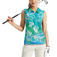 Polynesia Sea Turtle Couple Women Sleeveless Polo Shirt I Am Turtley In Love With You